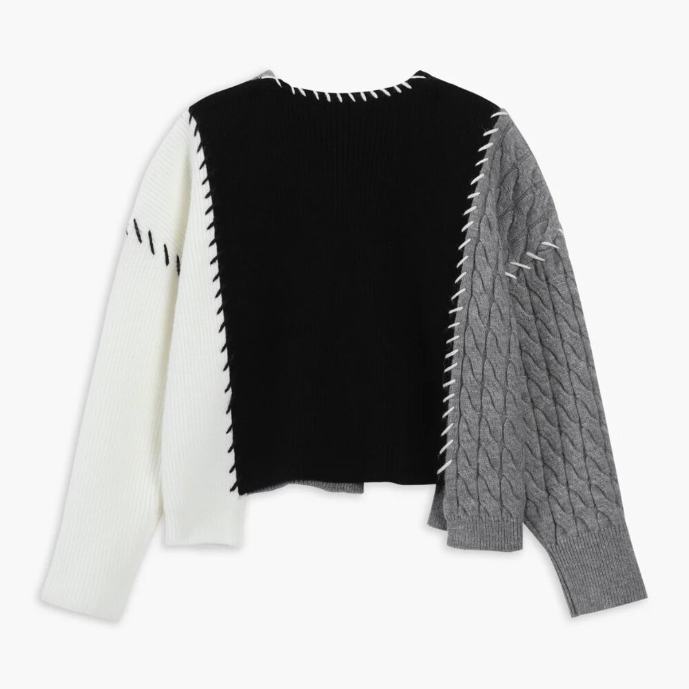 New! Commense Colorblock Patchwork Cable Knit Con… - image 2